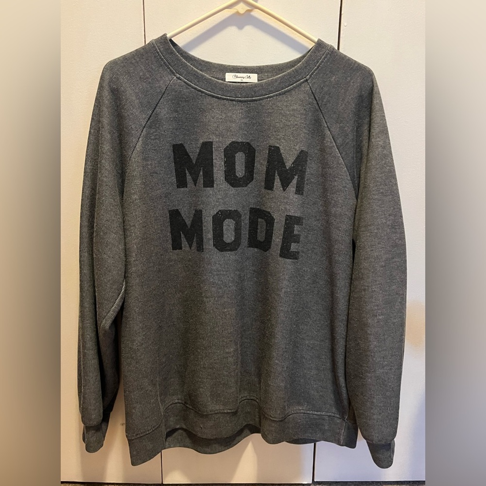 Gray "Mom Mode" Sweater off of Amazon worn once 24 inches long